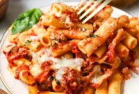 Classic Baked Ziti with Melty Cheese and Italian Sausage