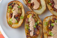 Stuffed Green Chile Potato Skins with Melted Cheese & Bacon