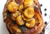 Vegan Banana French Toast with Caramelized Banana Topping