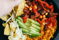 Loaded Vegan Bean Chili Nacho Bowl