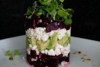 Stacked Roasted Beet Salad with Goat Cheese and Arugula