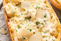 Creamy Spaghetti Squash Alfredo with Garlic-Parmesan Sauce