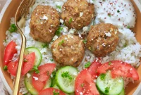 Chicken Shawarma Meatball Bowl with Yogurt Tahini Sauce Recipe