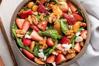 Strawberry Spinach Salad with Feta, Walnuts & Balsamic Dressing