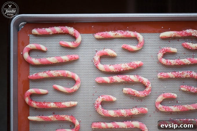 Peppermint Candy Cane Cookies on baking sheet before being baked