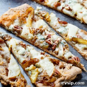 Caramelized Onion and Cheese Flatbreads for Entertaining 7 Cheesy Caramelized Onion Flatbreads with pears, blue cheese, and pecans.