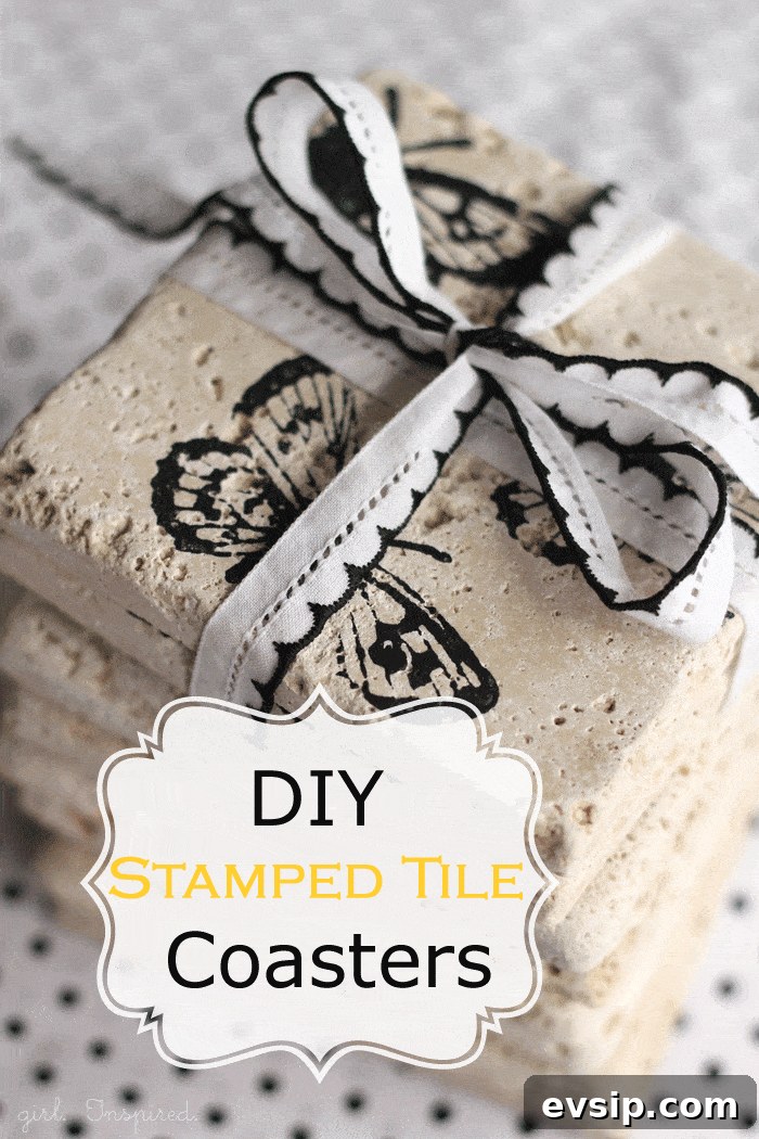 Turn Tiles into Coasters by Stamping them with Paint!