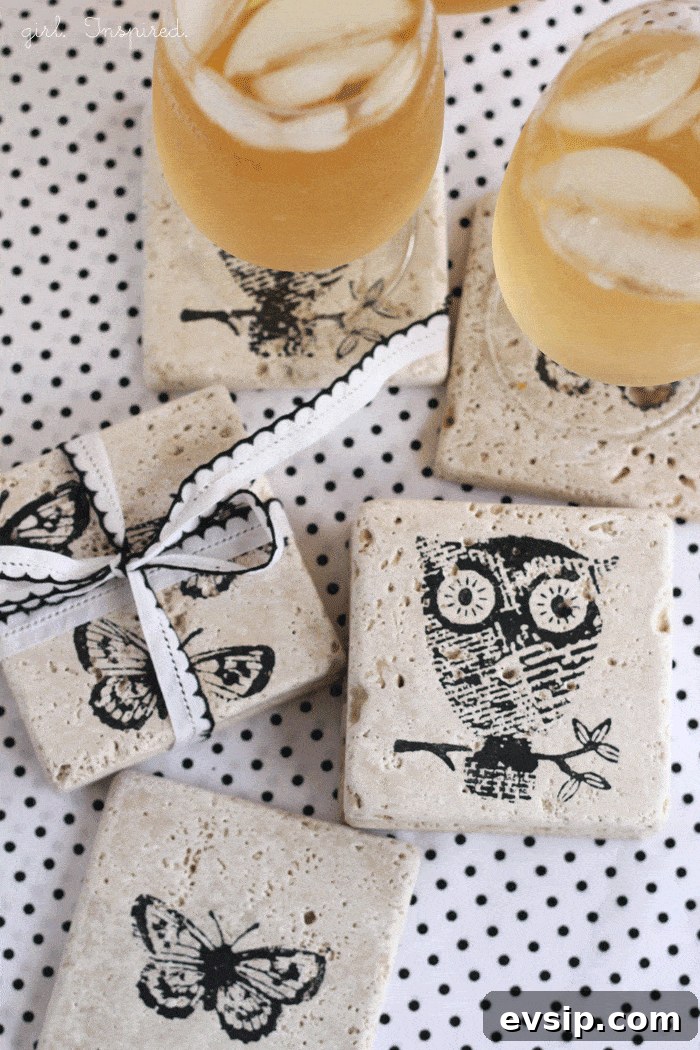 Finished stamped tile coasters