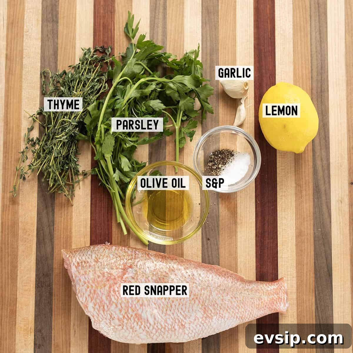 Crispy Baked Red Snapper with Lemon and Herbs 3 Ingredients for the recipe.