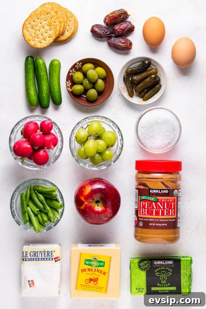 picture of the foods needed to make the featured snack plate