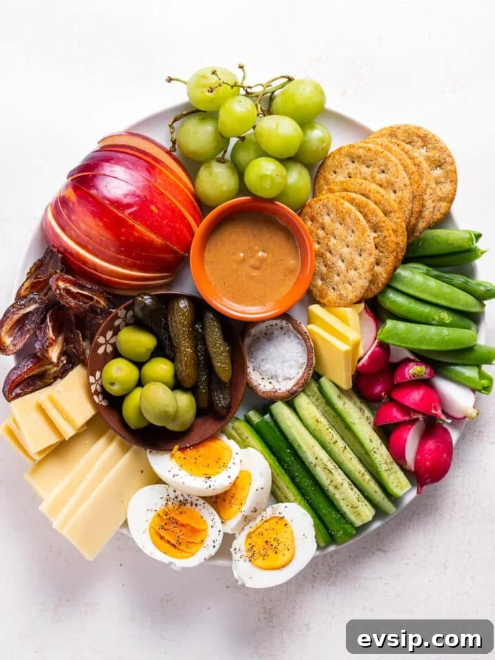 whole grain crackers added to round out the snack plate
