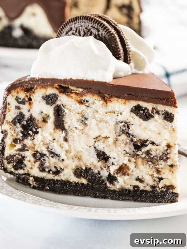 Silky Raspberry Cheesecake Recipe with Fresh Berry Glaze 14 Oreo cheesecake with chocolate ganache and whipped cream.
