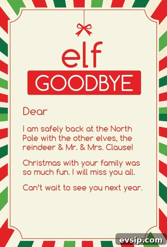 Elf on the Shelf Goodbye letter