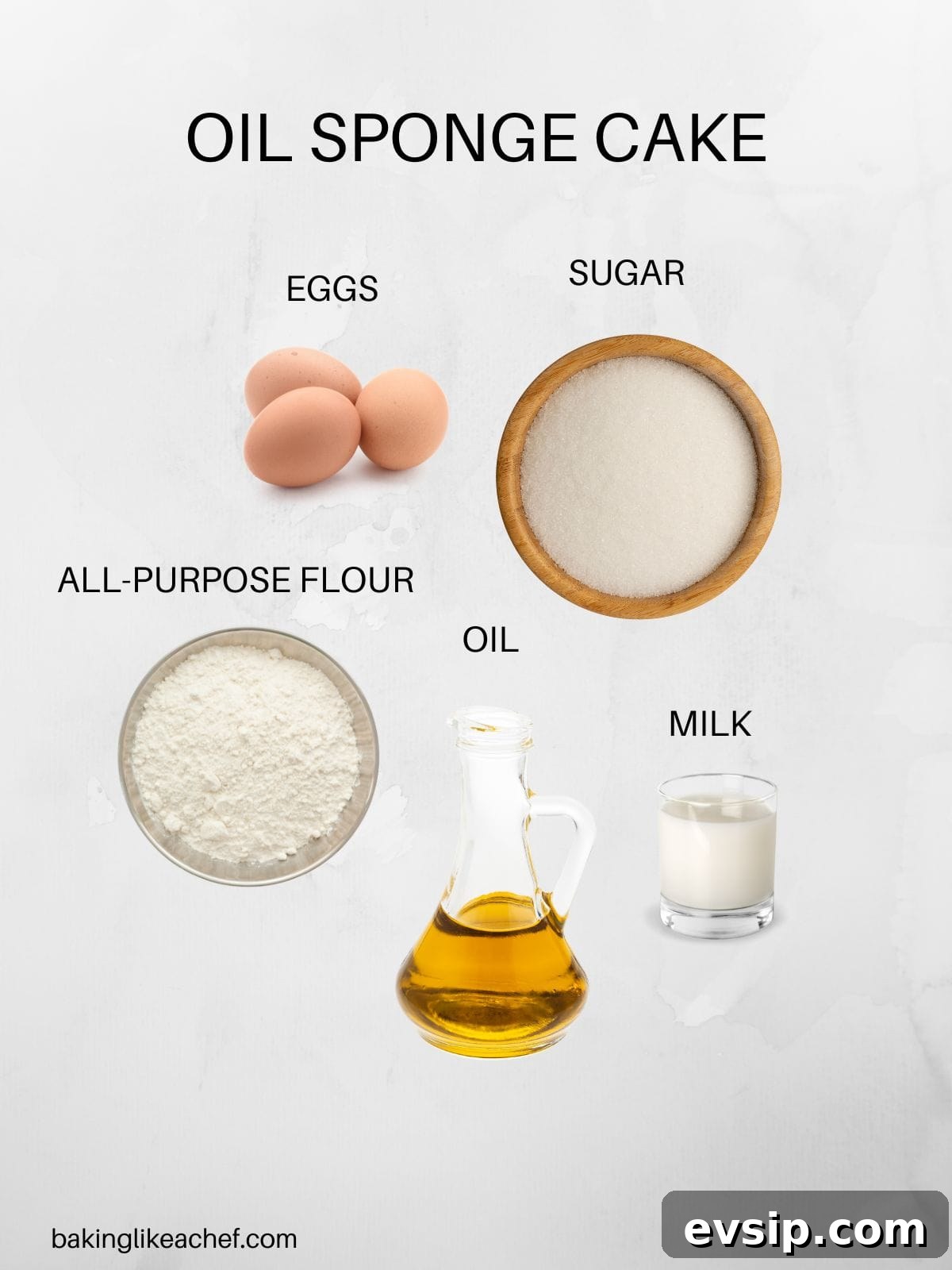 Oil sponge cake ingredients.