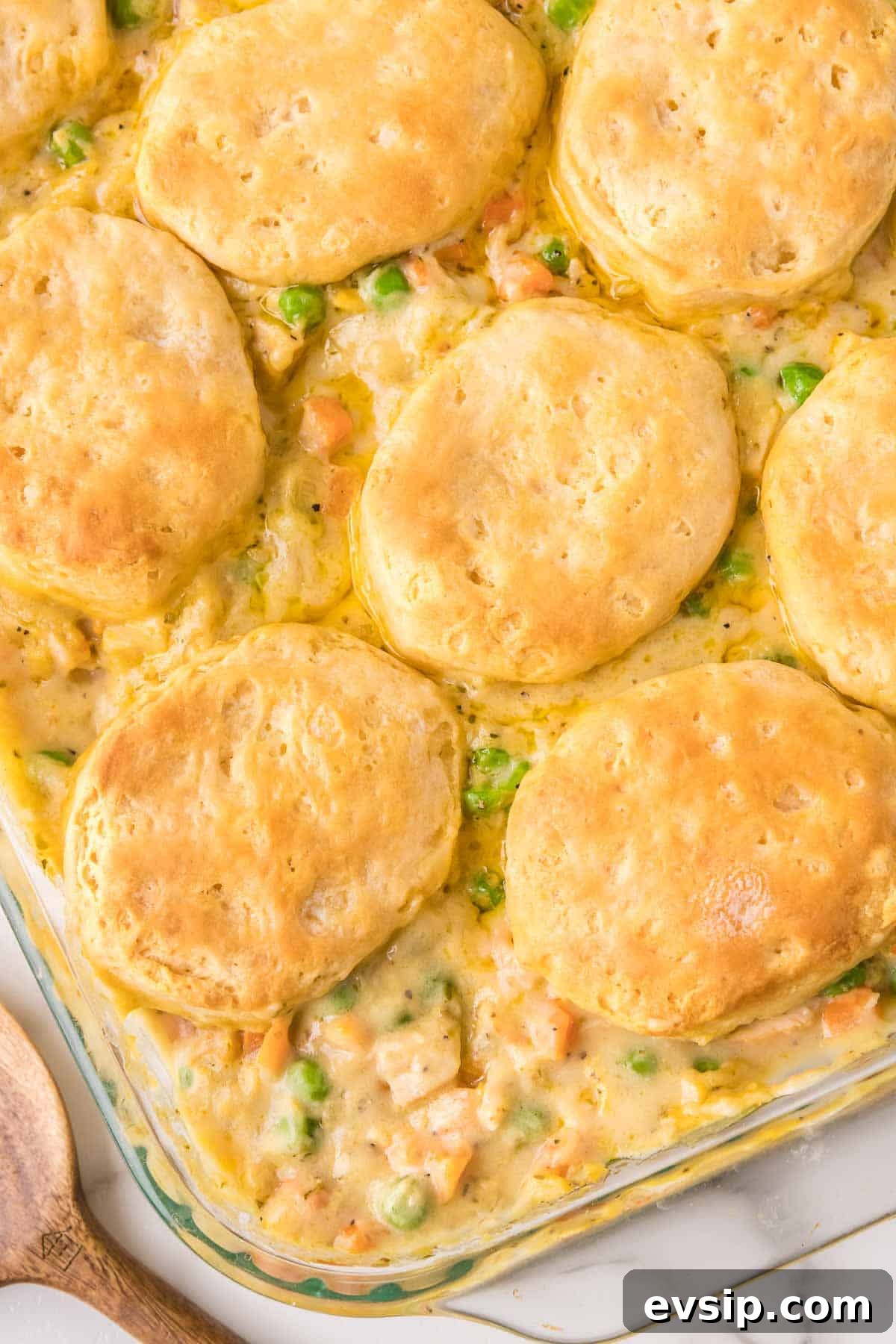 Easy chicken pot pie with biscuits