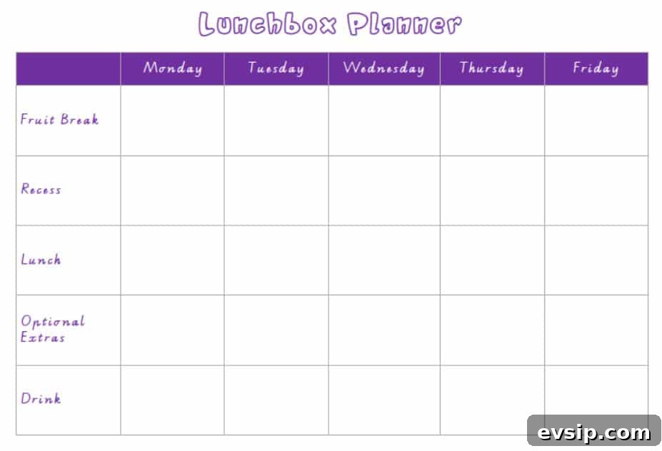 Printable Lunchbox Planner for Faster School Mornings 2 Lunchbox planner graphic