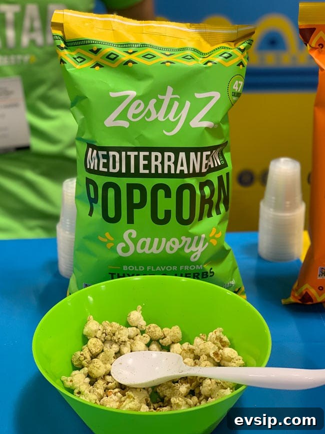 Top Food Trends from the 2020 Winter Fancy Food Show 5 popcorn flavored with za'atar in a bright green bag and bowl