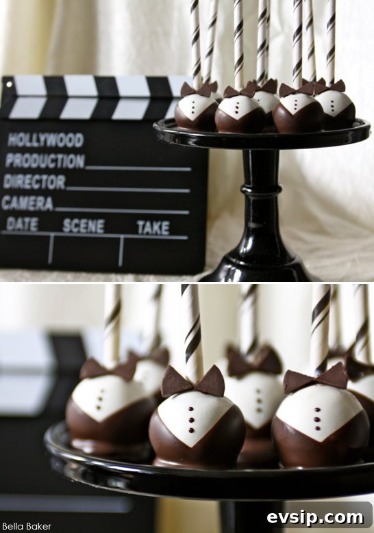 Red Carpet Tuxedo Cake Pops by Bella Baker  |  TheCakeBlog.com