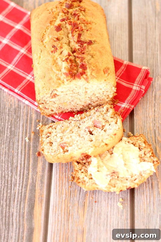 Savory Bacon Banana Loaf with Maple Glaze 4 Bacon Banana Bread...it's so easy to make with only 4 ingredients. You won't believe how amazing it tastes.