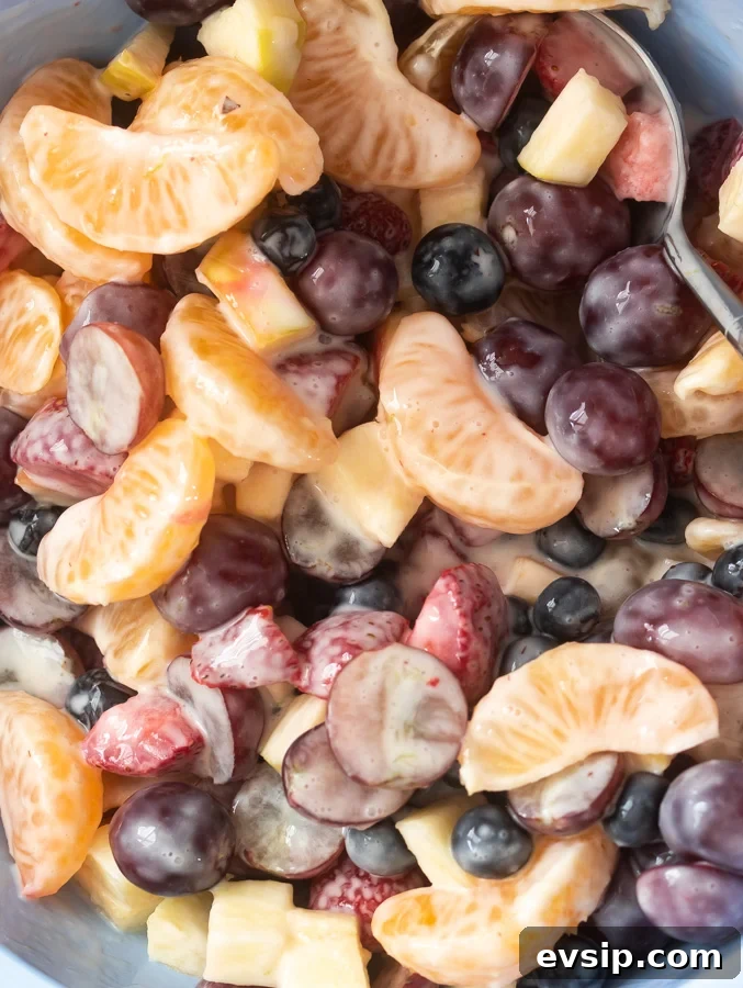 Creamy fruit salad with greek yogurt