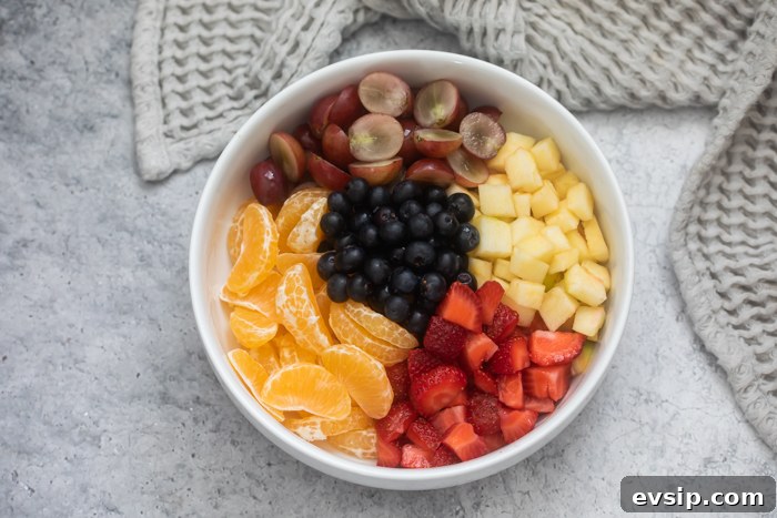 Chopped fruit in bowl