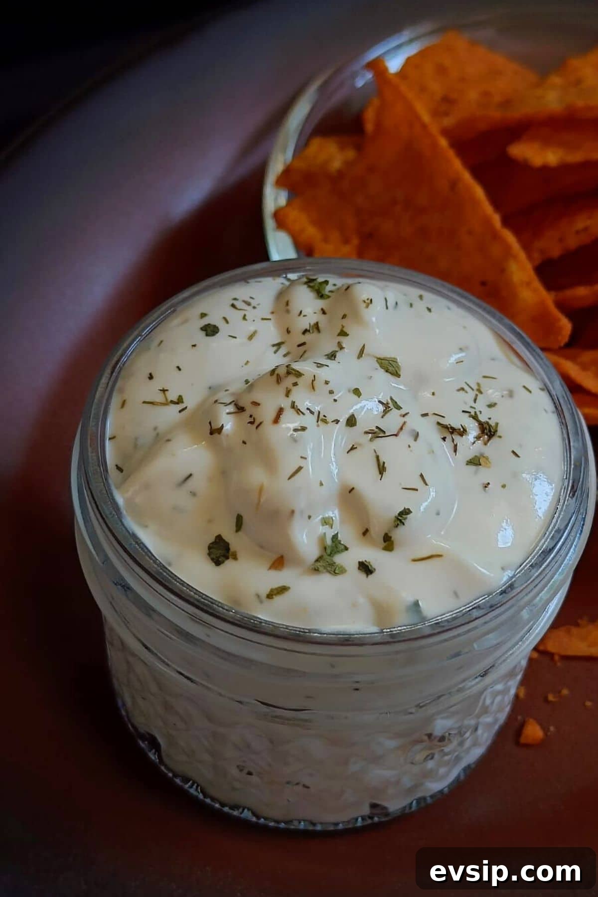 Image showing ranch sauce in a mason jar.