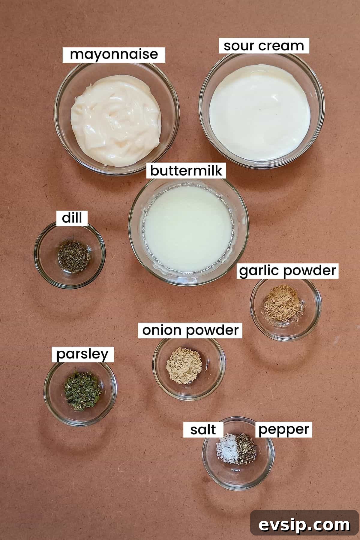 Image showing Wingstop ranch ingredients are placed on a earthy background.