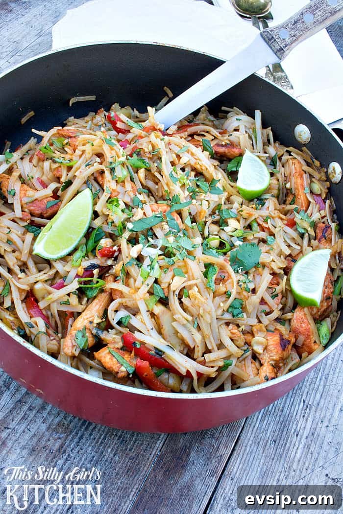 Healthy Chicken Pad Thai plated