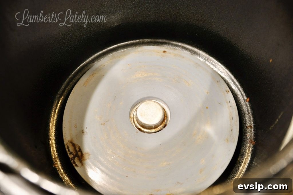 dirty inner heating coil of an instant pot.