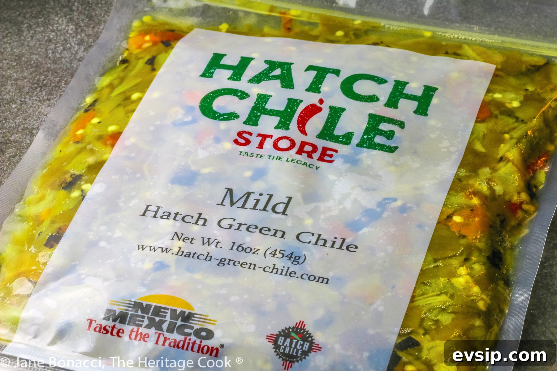 Stuffed Green Chile Potato Skins with Melted Cheese & Bacon 4 A bag of chopped, roasted Hatch green chiles ready to cook with.