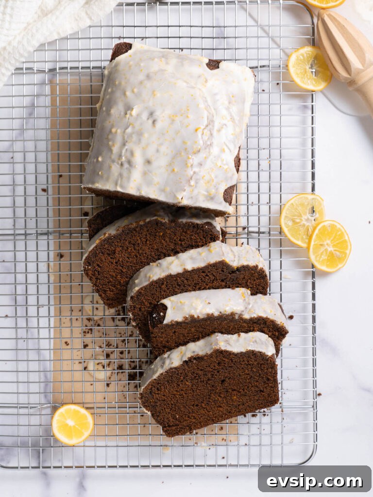 A loaf of lemon gingerbread cake, cut into slices