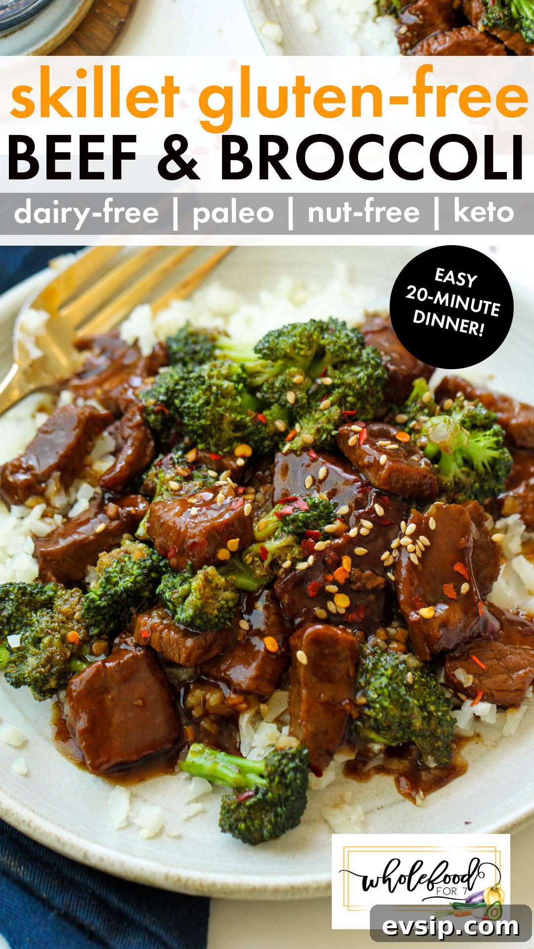 This skillet beef and broccoli is an easy 25-minute dinner made in one pan. A gluten-free, dairy-free, nut-free, Keto, Paleo, and kid-approved meal perfect for busy weeknights.