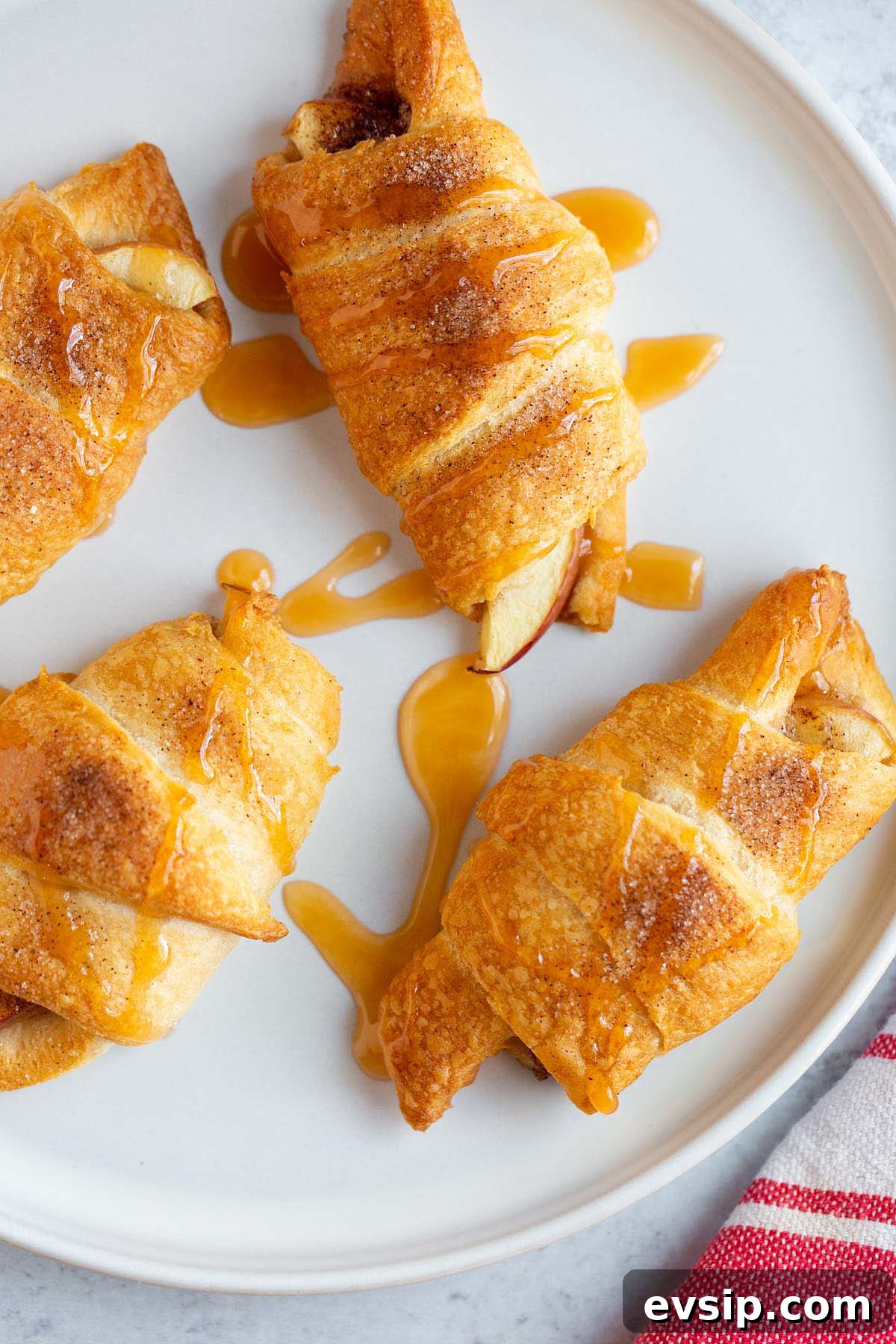 Apple pie crescent rolls on a plate
