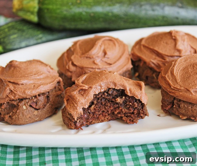 chocolate frosted zucchini cookies with a bite