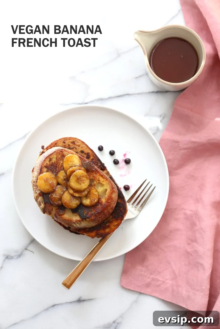 Vegan Banana French Toast with Caramelized Bananas