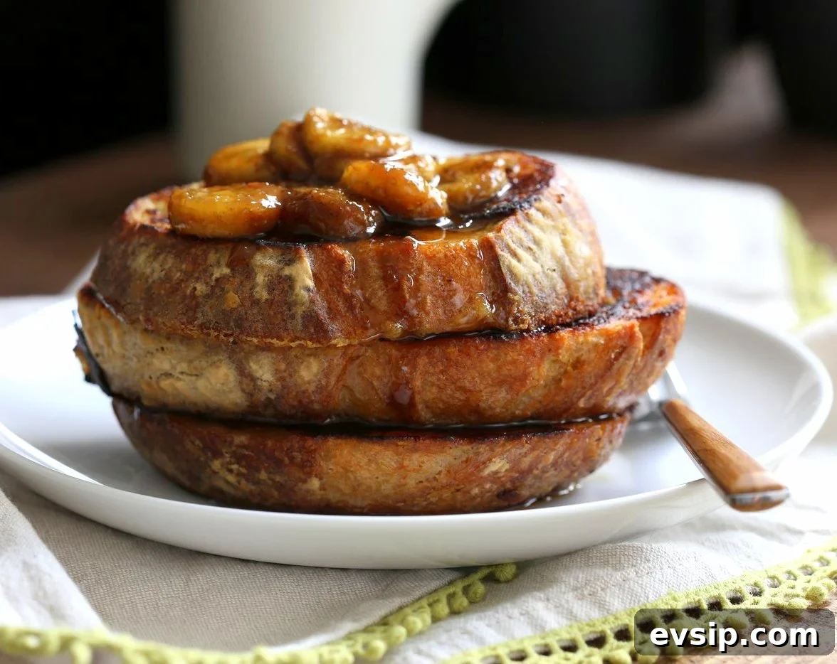 Vegan Banana French Toast with Caramelized Bananas