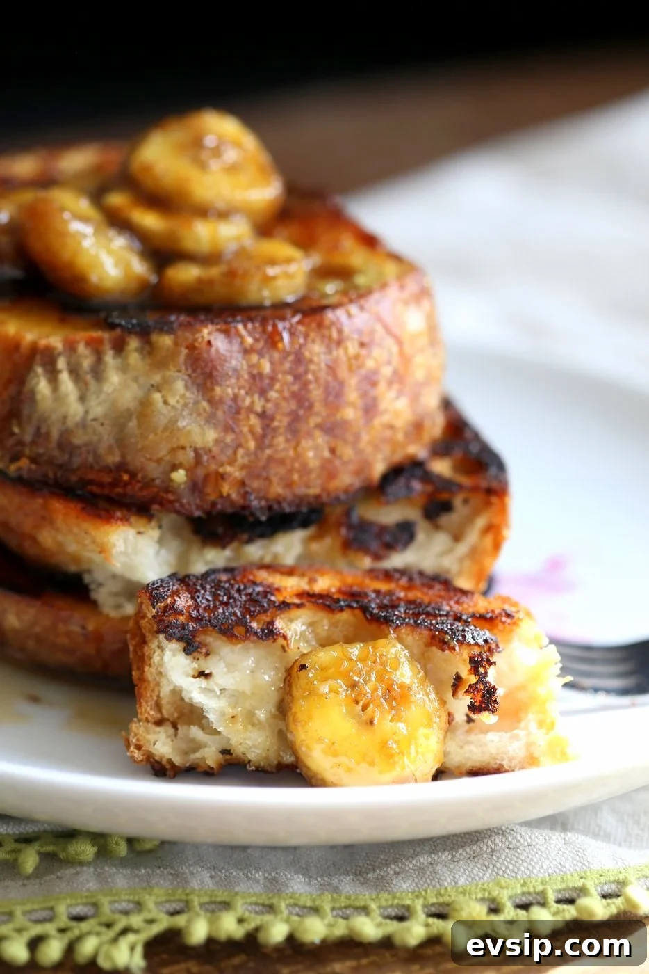 Vegan Banana French Toast with Caramelized Bananas