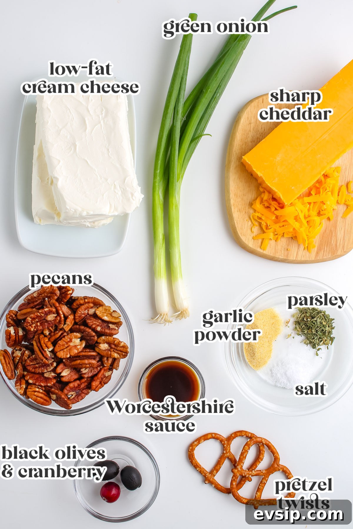The recipe ingredients with text overlay labeling each.