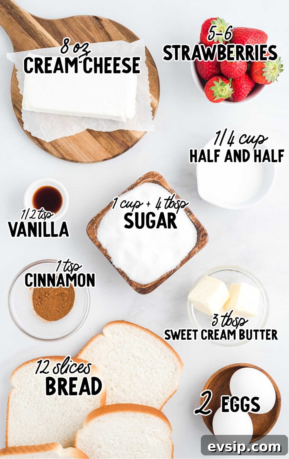 Cinnamon French Toast Roll-Ups with Maple Dipping Sauce 3 French Toast Roll-Ups raw ingredients that are labeled