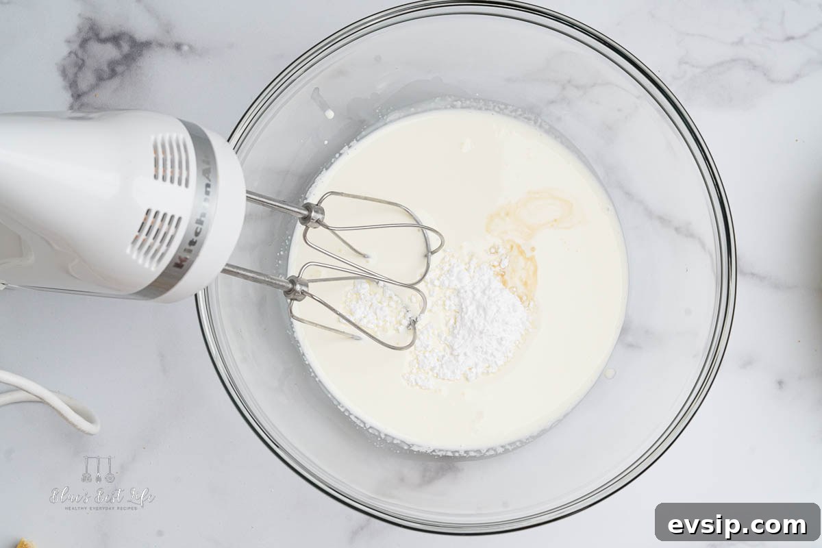 Individual Egg-Free Tiramisu Cups: Creamy No-Bake Dessert 5 making whipped cream