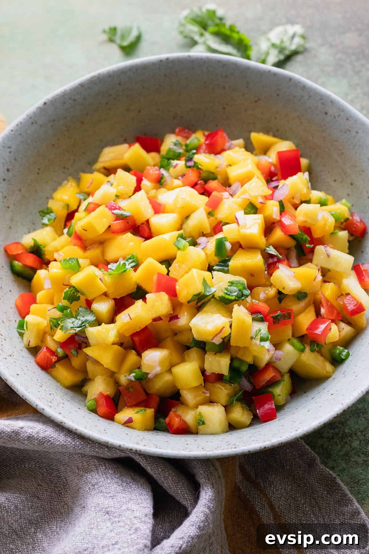 Mango Pineapple Salsa Recipe: Fresh Tropical Salsa for Chips & Fish 2 Mango pineapple salsa prepared.