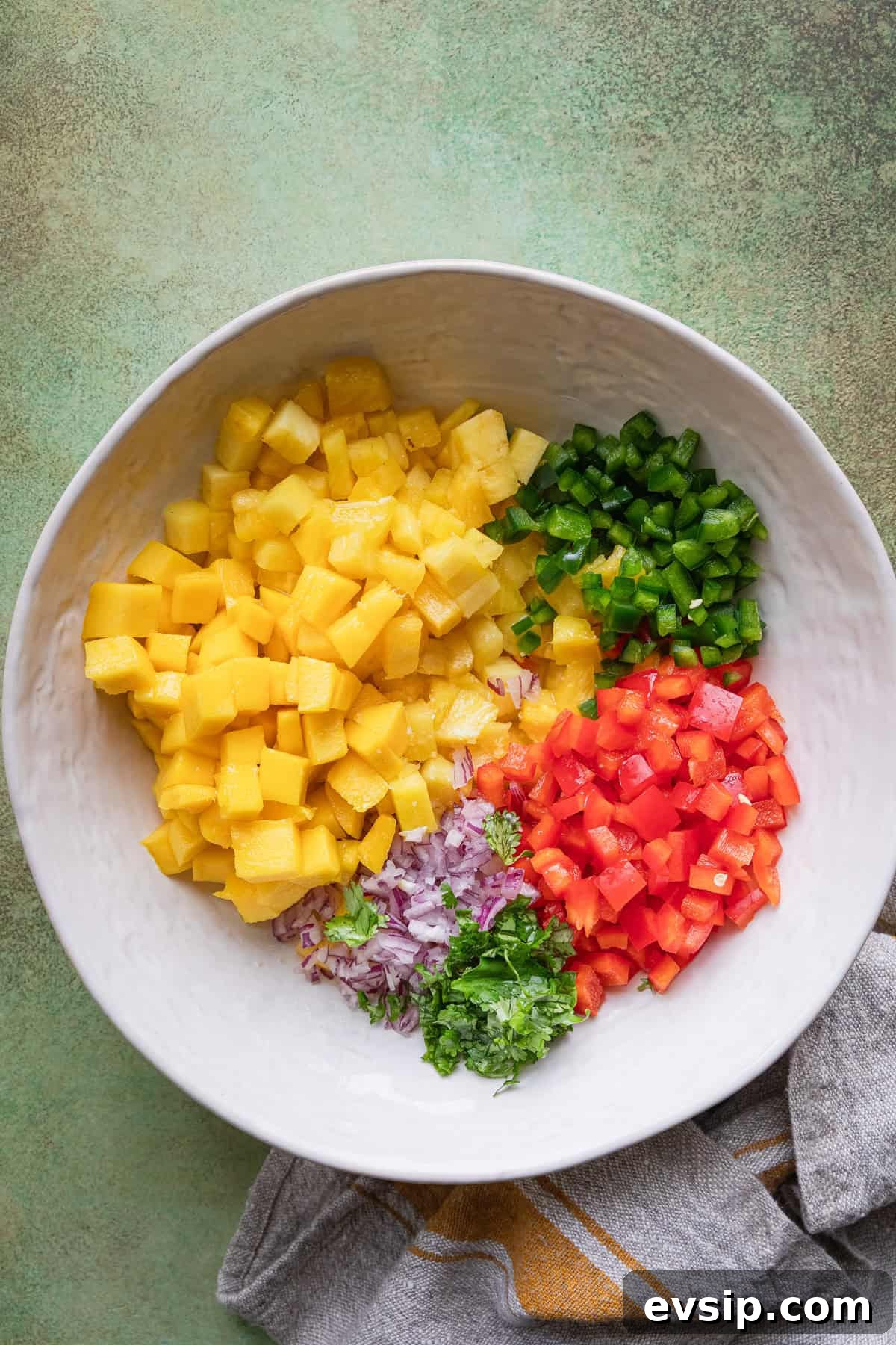Mango Pineapple Salsa Recipe: Fresh Tropical Salsa for Chips & Fish 4 Making the recipe.