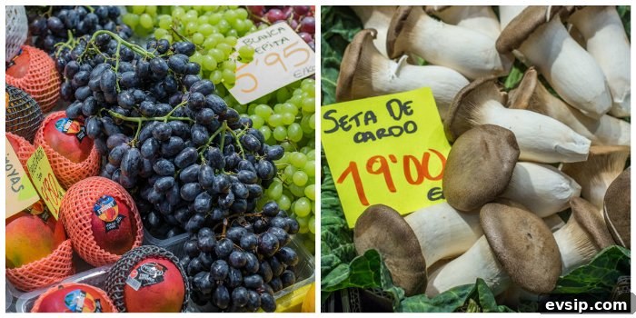 Spicy Sobrasada Burger Recipe with Crispy Onion and Manchego 4 Fruit and veg on a Majorcan market stall