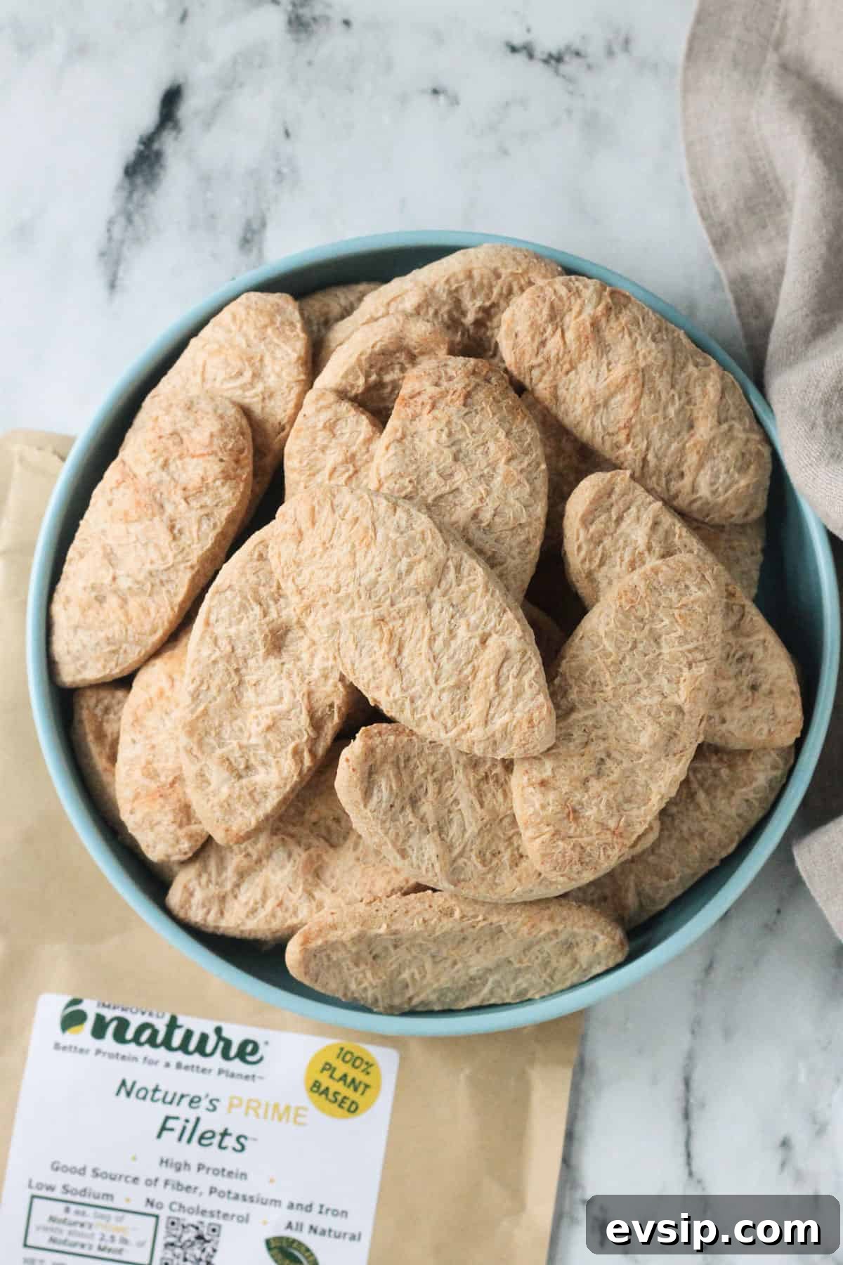 Say Grace Filets in a bowl next to the package.