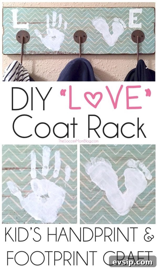 This DIY LOVE coat rack is a fun & simple craft project that is great for kids and makes the perfect personalized gift for family and friends!