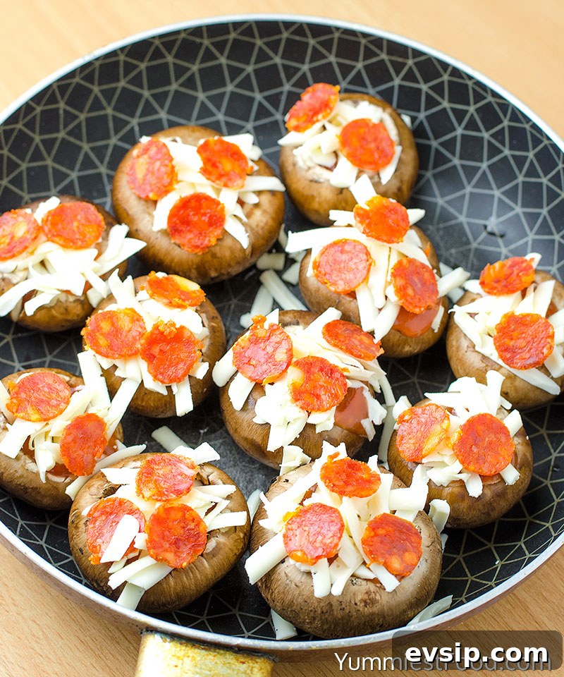 Pizza-Stuffed Mushrooms: Cheesy Mini Pizza Bites Recipe 4 Pizza Stuffed Mushrooms - Making - Step 2