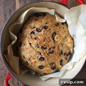 No-knead bread with olives and feta
