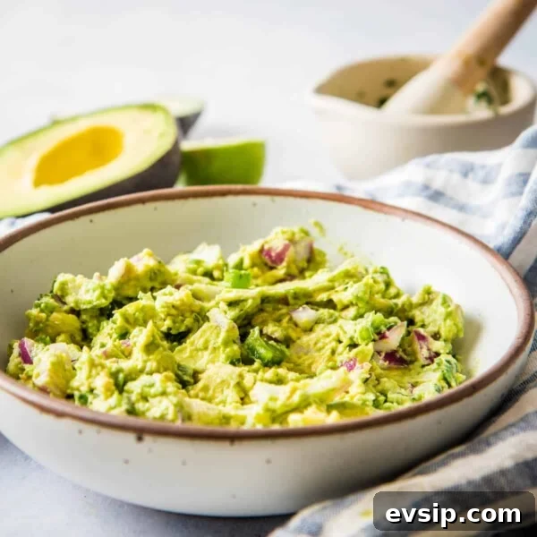 Close up of a bowl of spicy guacamole