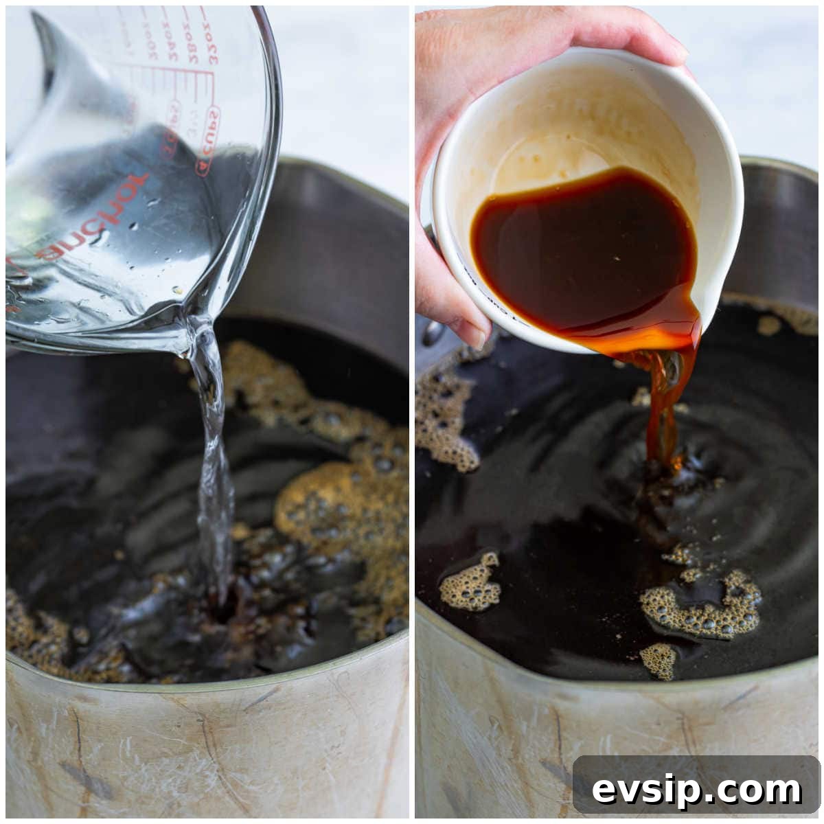 Homemade Kahlúa Liqueur Recipe: How to Make Coffee Vodka Liqueur 5 Collage of assembling the recipe.