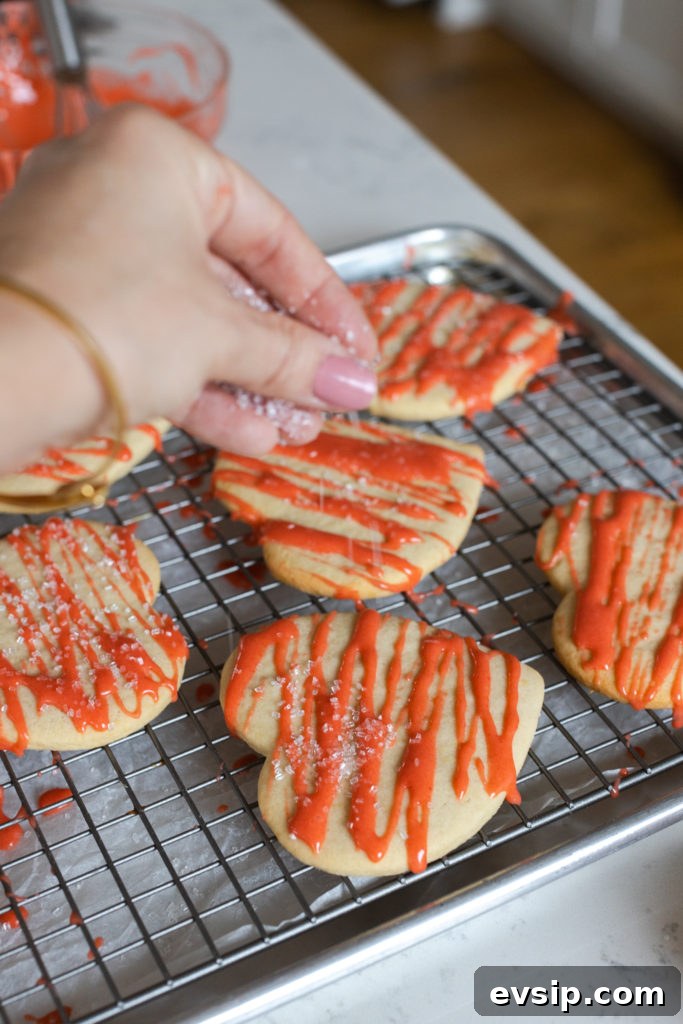 Decorating Glazed Strawberry Lemon Heart Cookies